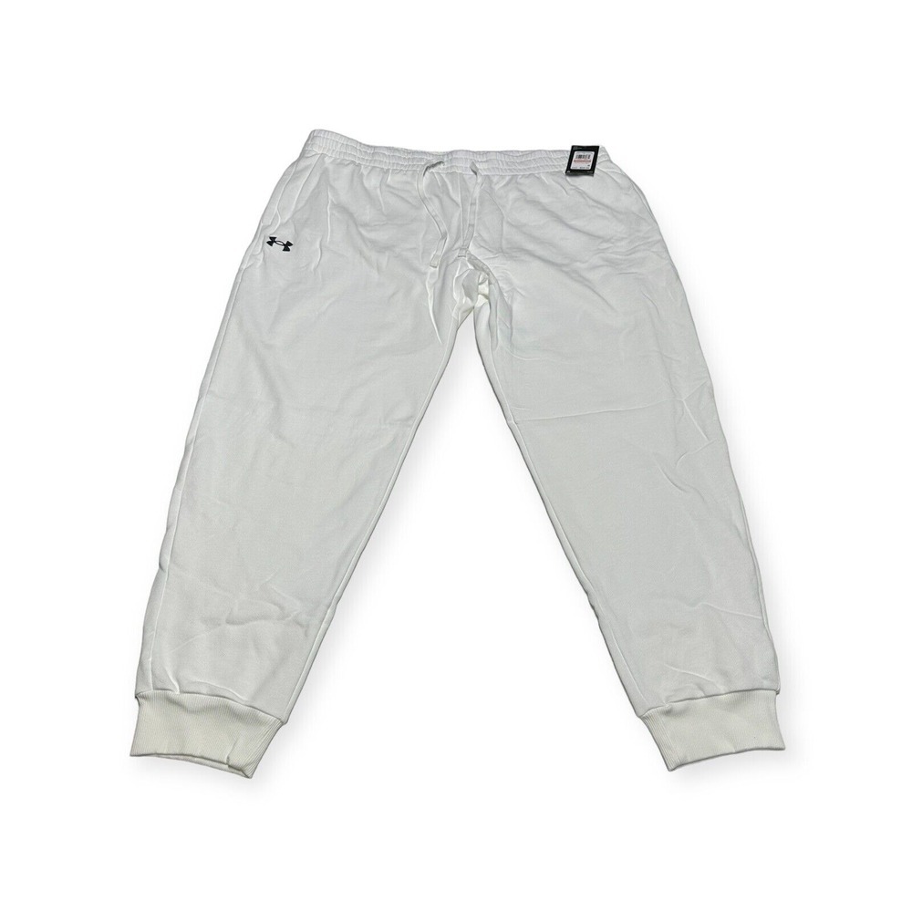NWT Men's Under Armour UA Rival Fleece Joggers Sweat Pants White Big Tall 3XLT